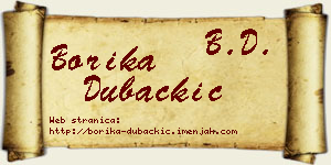 Borika Dubačkić vizit kartica